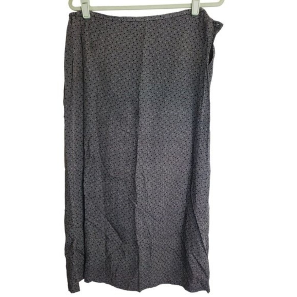 Vintage Eddie Bauer Straight Split Midi Skirt Black with White Pattern Size 12